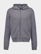 Palm Angels Grey Hooded Zipped Knit Jacket