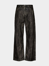 Palm Angels Dark Grey and Black Coated Pants with Logo Detail