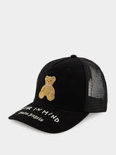 Palm Angels Black Cap with Bear in Mind Embroidery