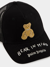 Palm Angels Black Cap with Bear in Mind Embroidery