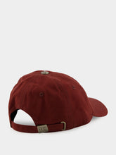 Palm Angels Burgundy Cap with Red Curved Logo Embroidery