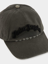Palm Angels Anthracite Cap with Distressed Black Logo Embroidery