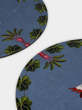 La DoubleJ Spirit Stork Sky Blue Round Placemats Set of 2