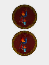 La DoubleJ Peacock Brick Red Round Placemats Set of 2