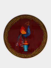 La DoubleJ Peacock Brick Red Round Placemats Set of 2