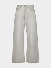 Palm Angels Light Grey Loose Fit Jeans with Curved Logo