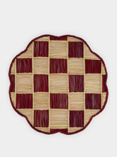 Coro Cora Burgundy Iraca Palm Gingham Cloud Placemat