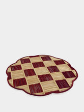 Coro Cora Burgundy Iraca Palm Gingham Cloud Placemat