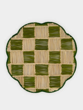 Coro Cora Dark Green and Olive Iraca Palm Gingham Cloud Placemat