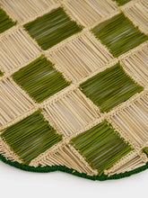 Coro Cora Dark Green and Olive Iraca Palm Gingham Cloud Placemat