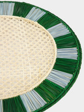 Coro Cora Green and Sky Blue Round Iraca Palm Twist Placemat