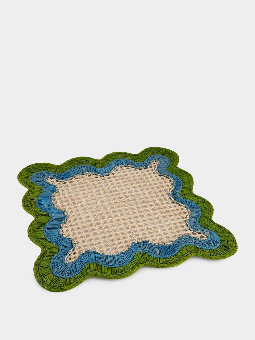 Green and Blue Wavy Iraca Palm Placemat