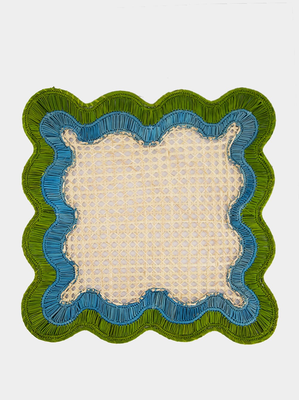 Green and Blue Wavy Iraca Palm Placemat