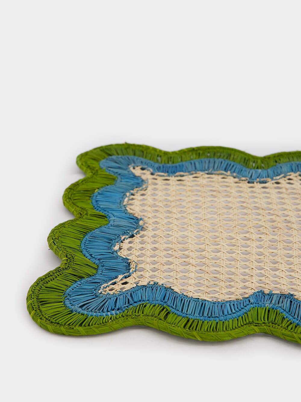 Green and Blue Wavy Iraca Palm Placemat