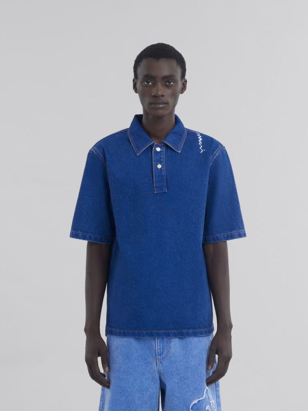 Ocean Blue Organic Denim Polo