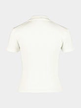 JNcQUOI White Ribbed V-Neck Polo Shirt with Logo