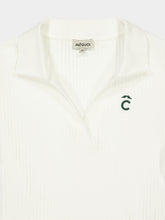 JNcQUOI White Ribbed V-Neck Polo Shirt with Logo
