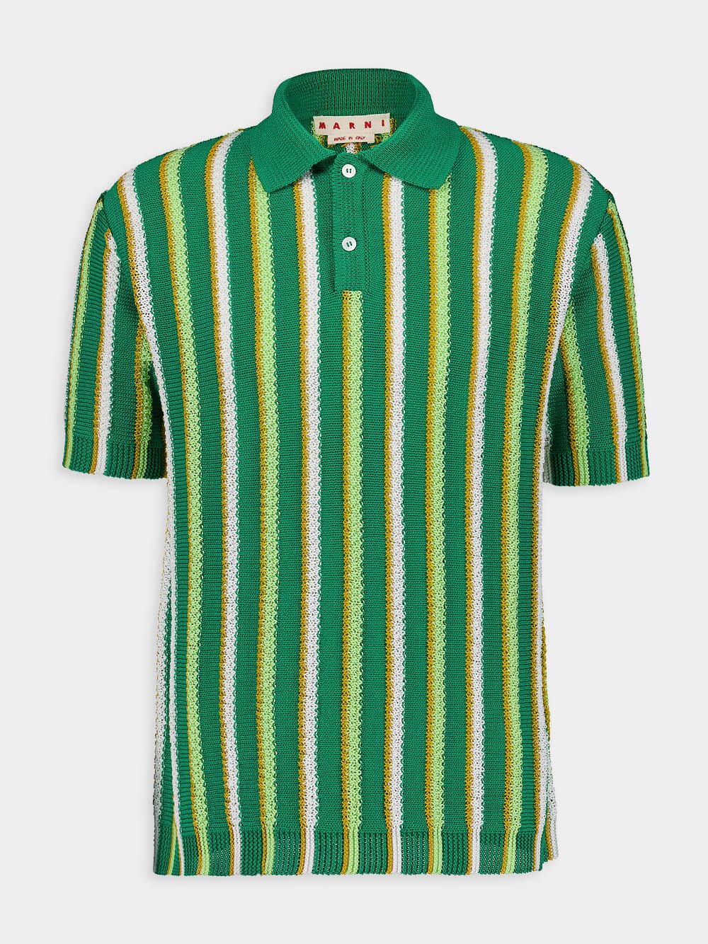 Striped Crochet Polo Shirt