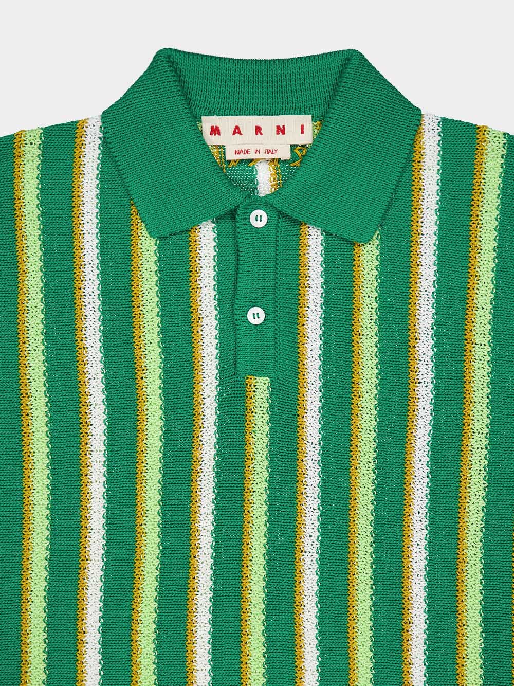 Striped Crochet Polo Shirt