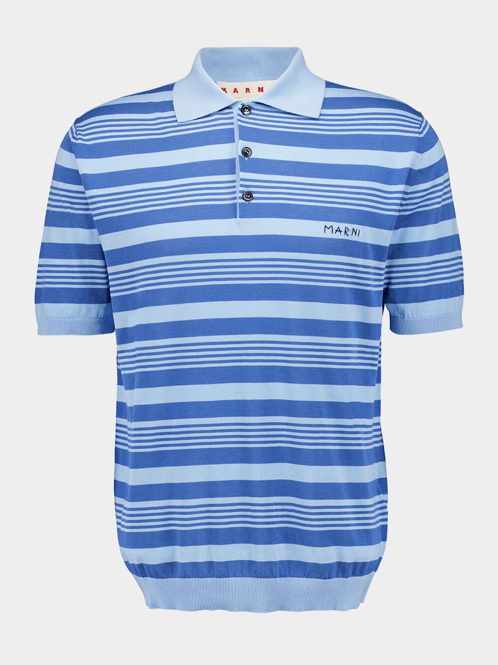 Blue Striped Cotton Polo Shirt