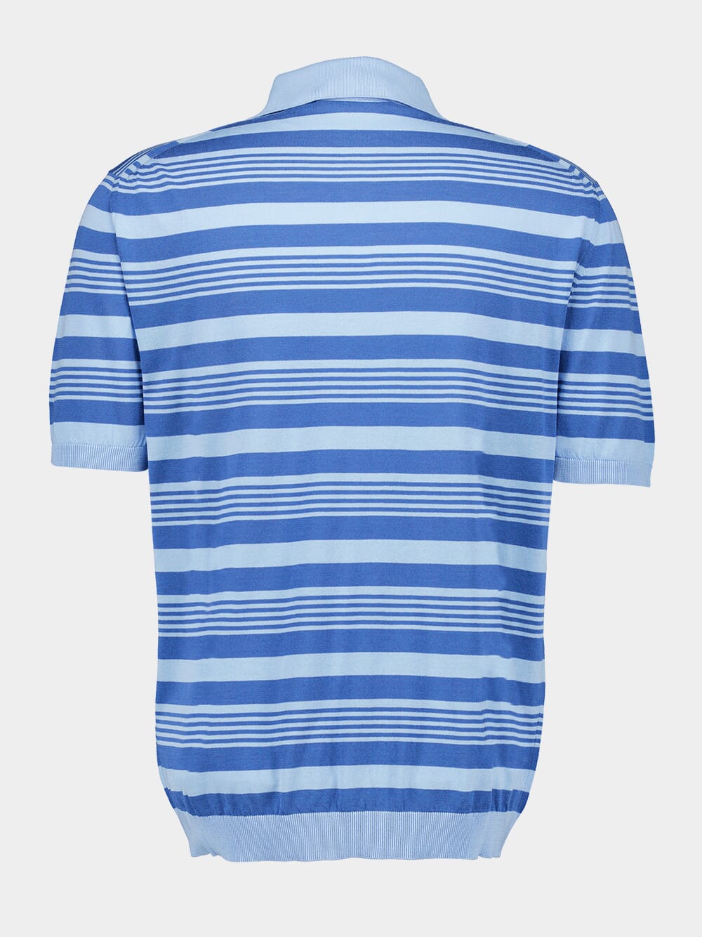 Blue Striped Cotton Polo Shirt