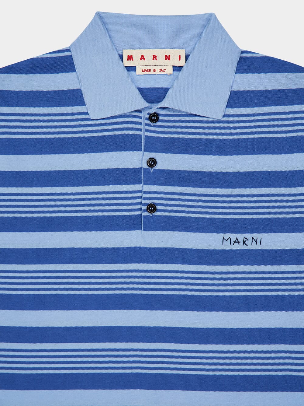 Blue Striped Cotton Polo Shirt