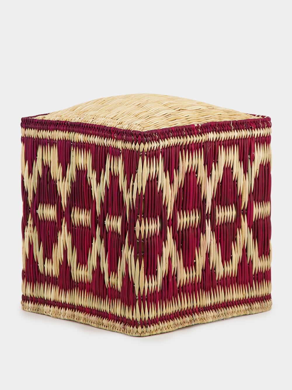 Wicker Red Pouffe