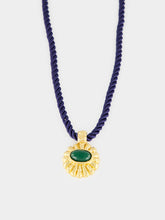 Paola Sighinolfi Sasa Blue Cord Necklace with Green Pendant