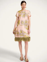 la double j mini swing dress La DoubleJ Swathe Pink Silk Twill Mini Swing Dress with Feathers