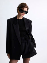 Saint Laurent Black Mohair and Wool Tailored Paperbag Shorts