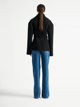 Balmain Black Belted Wool Pea Coat