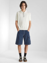 Fendi White Silk and Cotton Zip Polo Shirt