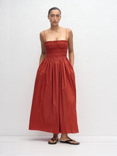 Matteau Tomato Shirred Bodice Midi Dress