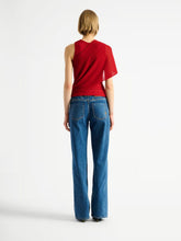 Balmain Red Asymmetrical Draped Viscose Top