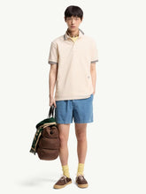 Moncler Ivory Striped Trim Cotton Polo Shirt