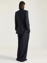 Givenchy Dark Navy Double-Breasted Wool Pinstripe Blazer