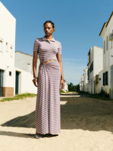 Rabanne Purple Striped Piercing Jersey Maxi Dress