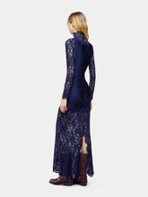 Rabanne Deep Navy Lace and Jersey Maxi Dress