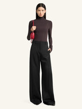 Courrèges Black Tailored Wool Pleated Pants