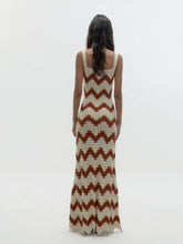 ESCVDO Ivory and Tobacco Marea Crochet Maxi Dress