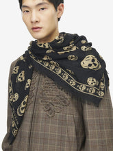 McQueen Black and Light Brown Classic Skull Scarf