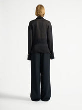 Balmain Black Silk Tie-Neck Blouse