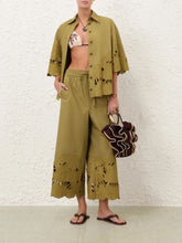 Zimmermann Moss Green Mahon Embroidered Pants