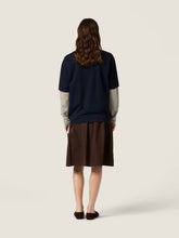 Miu Miu Navy and Olive Layered Jersey Polo Shirt