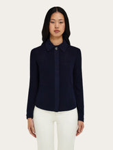 Ferragamo Navy Blue Knitted Long-Sleeve Shirt