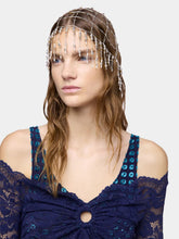 Rabanne Silver Crocheted Sequin and Bead Headpiece
