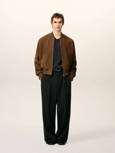 Ami Paris Hazelnut Suede Leather Zipped Jacket