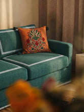 House of Capricorn Luis Green Linen Three-Seater Sofa
