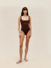 Haight Brown Gabi Crepe Straight Neck Swimsuit