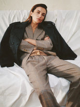 Blazé Milano Saona Beige Checked Double-Breasted Wool Blazer